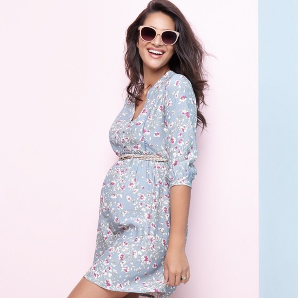 Seraphine Dresses & Skirts - Seraphine Sky Blue Floral Maternity Dress
